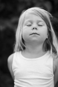 Portrait of girl with eyes closed