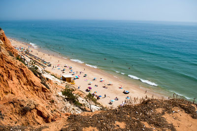 High angle view of people on beach