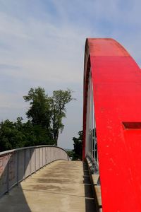 Staircase by building against sky