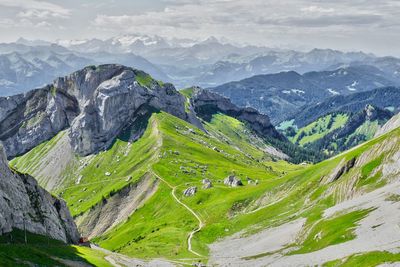 Aerial view of mountain range