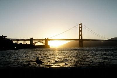 Silhouette of bridge over sea