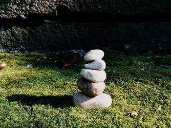 Stones on field