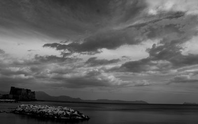 Scenic view of sea against cloudy sky