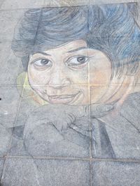 Digital composite image of woman face