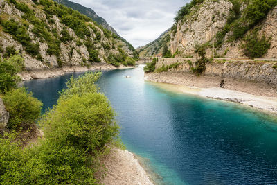 Scenic view of river amidst trees against sky