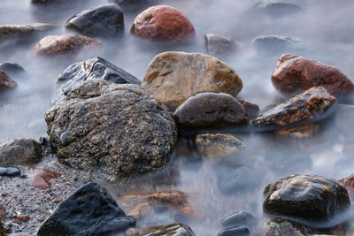 Close-up of rocks on shore