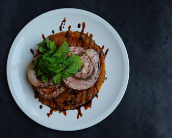 Directly above shot of food in plate