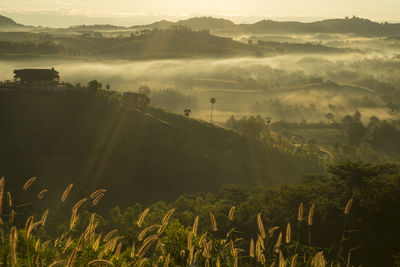 Scenic view of landscape against sky during sunset