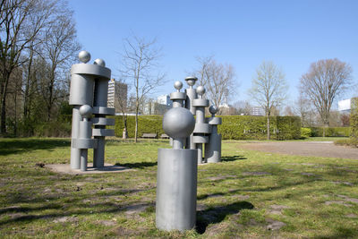 Built structure on field against clear sky