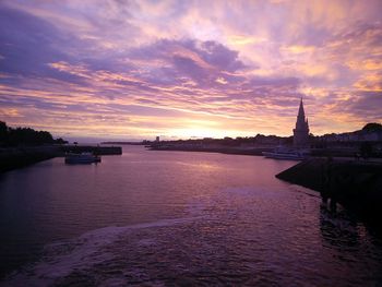 Scenic view of sea at sunset