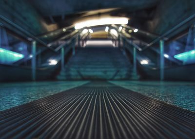 Interior of illuminated subway station