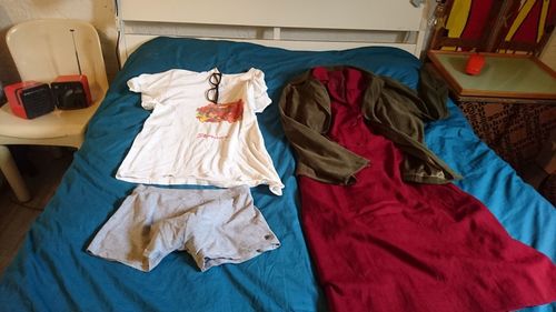 High angle view of bed in bedroom