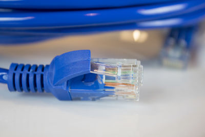 Close-up of cable on table