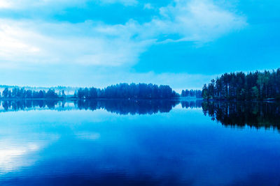 Reflection of trees in calm lake