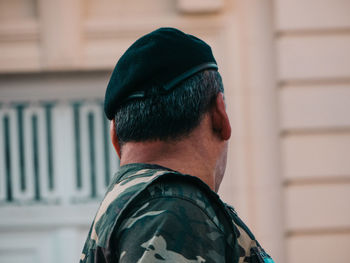 Rear view of militar soldier