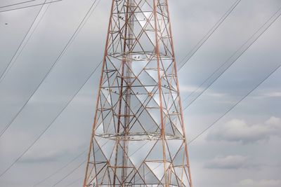 Low angle view of electricity pylon against sky