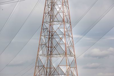 Low angle view of electricity pylon against sky