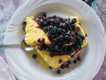 High angle view of cake in plate