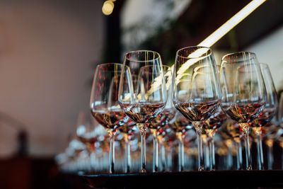 Close-up of wineglass on table