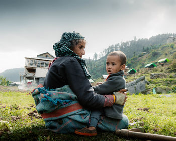 Cute kid with his grandmother 