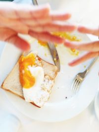 Close-up of breakfast in plate