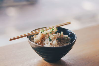 Close-up of food in bowl on table