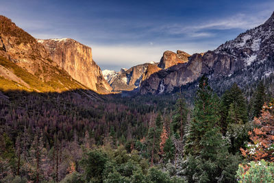 Scenic view of rocky mountains against sky