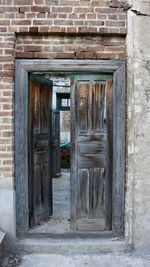 Open doors in an abandoned historic building