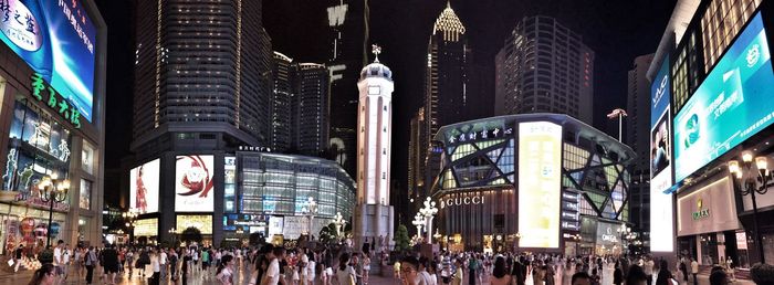 Crowd in city at night