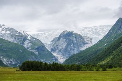 Scenic view of landscape against cloudy sky