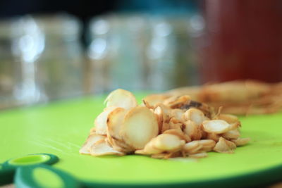 Close-up of food on table