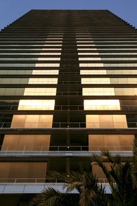 Low angle view of modern building against clear sky