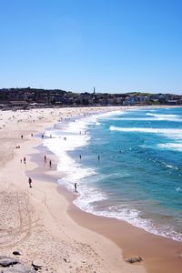 Scenic view of beach against clear sky