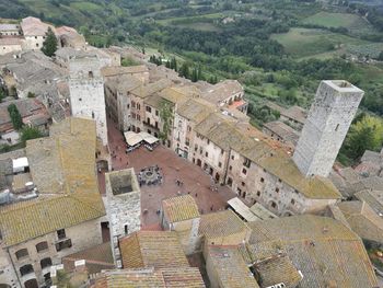 High angle view of old ruins