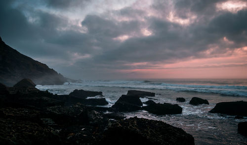 Scenic view of sea against sky during sunset