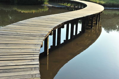 Pier over lake against sky