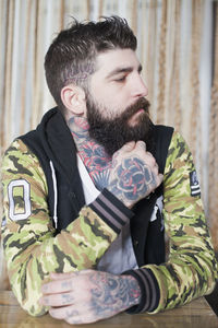 Young man looking away