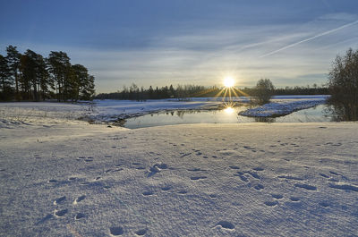 Scenic view of sea against sky during sunset