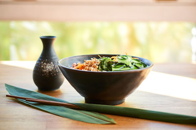 Close-up of juice in bowl on table