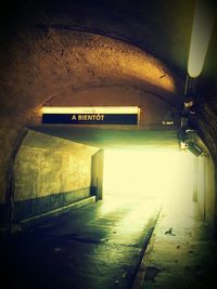 Interior of illuminated tunnel