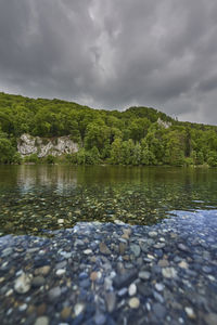 Scenic view of lake against sky