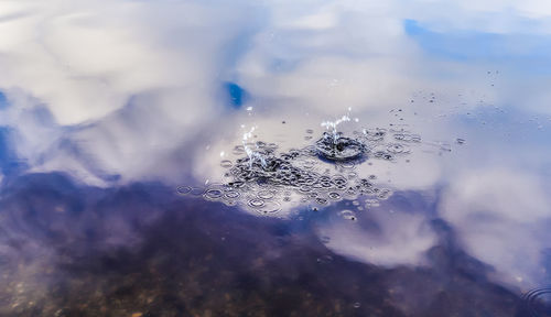 Full frame shot of wet bubbles in lake during winter