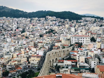 High angle view of townscape against sky