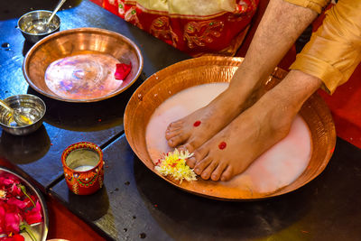 Close up photograph of traditional colorful decoration indian wedding