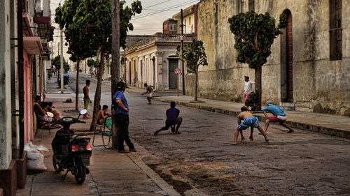 People in town square