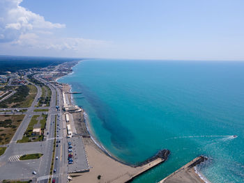 High angle view of sea against sky