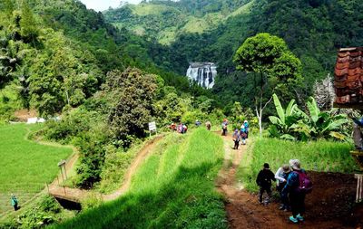 Tourists on mountain