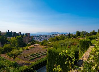 High angle view of townscape against sky