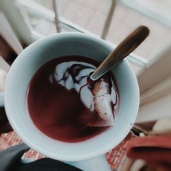 High angle view of tea cup 