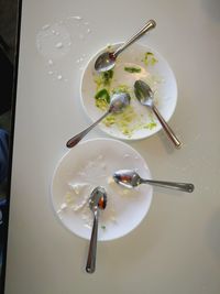 High angle view of breakfast in plate